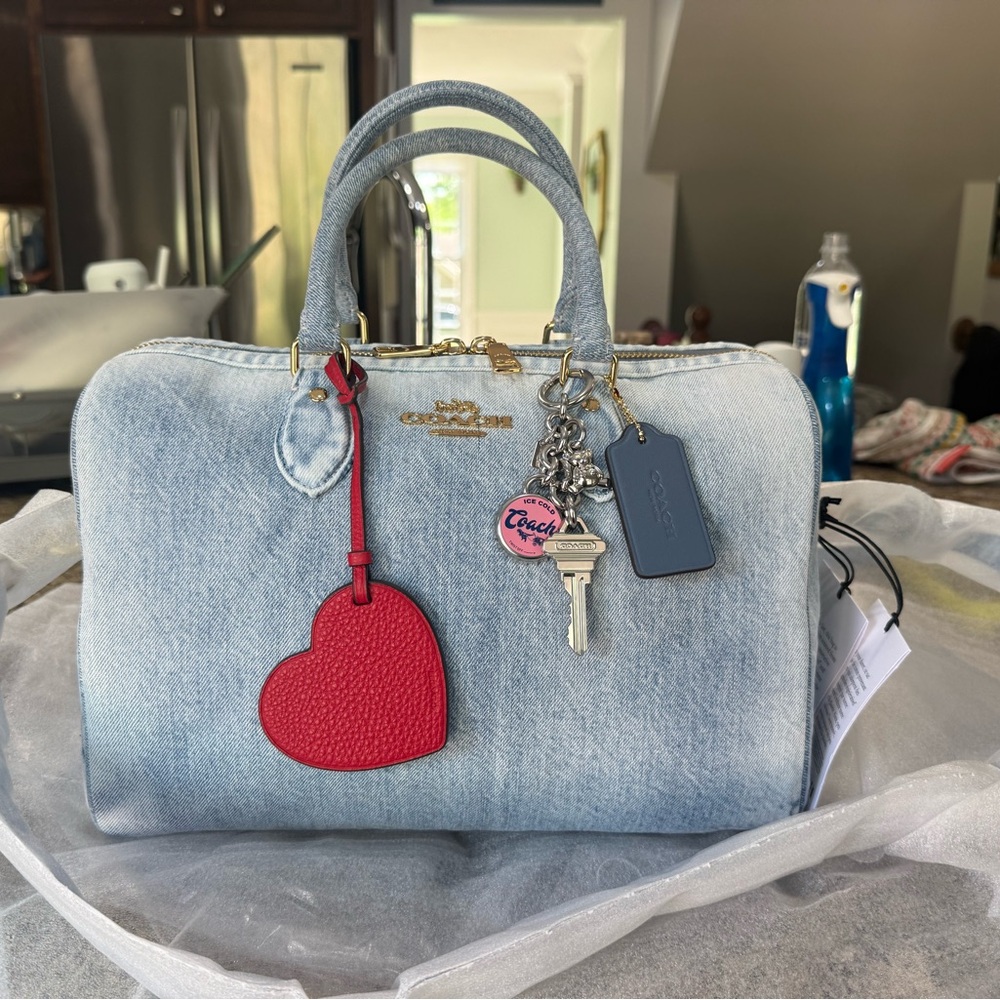 Coach Loved Denim Large Rowan Satchel AS SHOWN!! - Picture 9 of 10